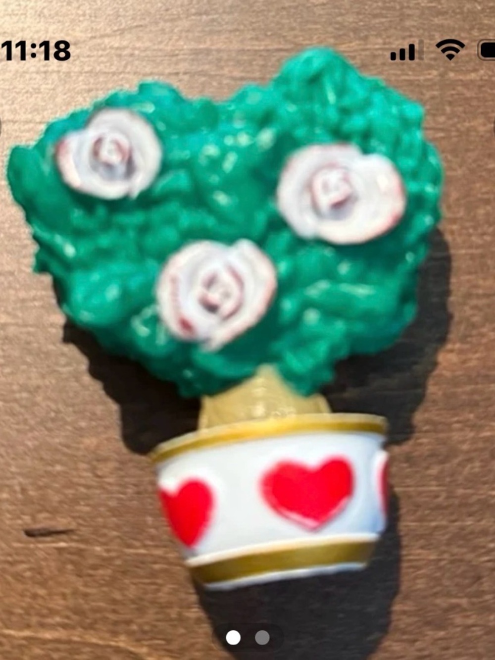Kids Toy Green Heart Flower Pot Figurine by